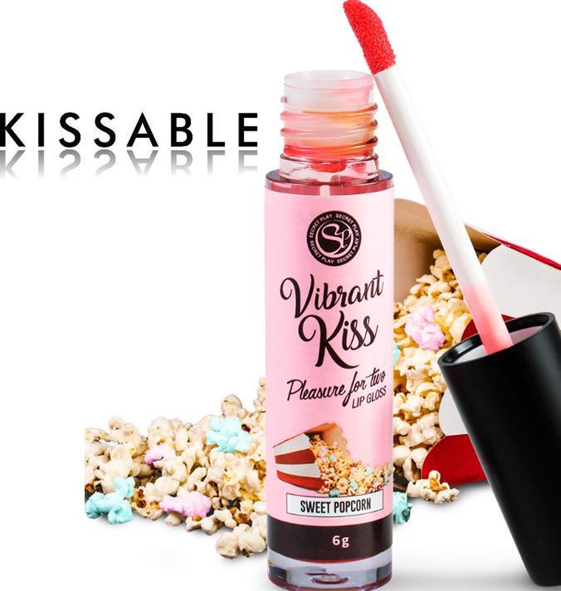 Goedkoopste Secret Play Vibrant Kiss - Stimulerend Middel - Lip Gloss - Vibrerend Effect - Popcorn Smaak - 6gr