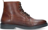 Manfield - Heren - Cognac leren veterboots - Maat 43