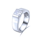 Quiges - 925 Zilveren Ring Klassiek Strak Design Solitair met Vierkant Zirkonia Kristal - QSR10818