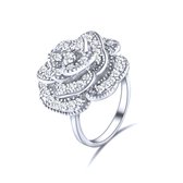 Quiges - 925 Zilveren Ring Klassiek Glinsterende Roos Solitair met Zirkonia Kristal - QSR10716
