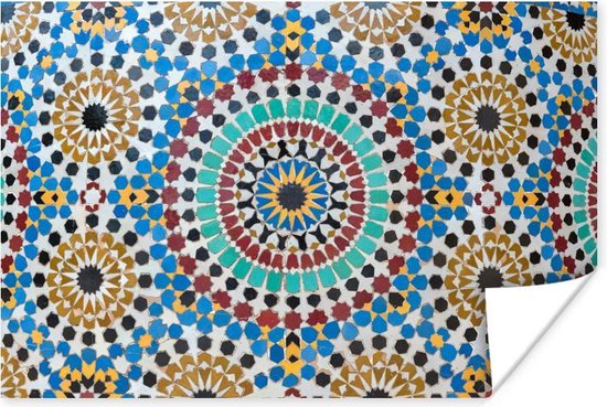 Marokkaanse tegels op de muren van een Moskee Poster 120x80 cm - Foto print  op Poster... | bol.com