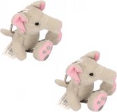 2x stuks olifanten knuffels sleutelhangers 10 cm - Dieren artikelen - Speelgoed