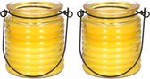 4x Citronellakaarsen in geel geribbeld glas 7,5 cm - Insecten verjagen - Geurkaarsen