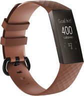 Geschikt voor Fitbit Charge 3 silicone band - bruin - Maat S