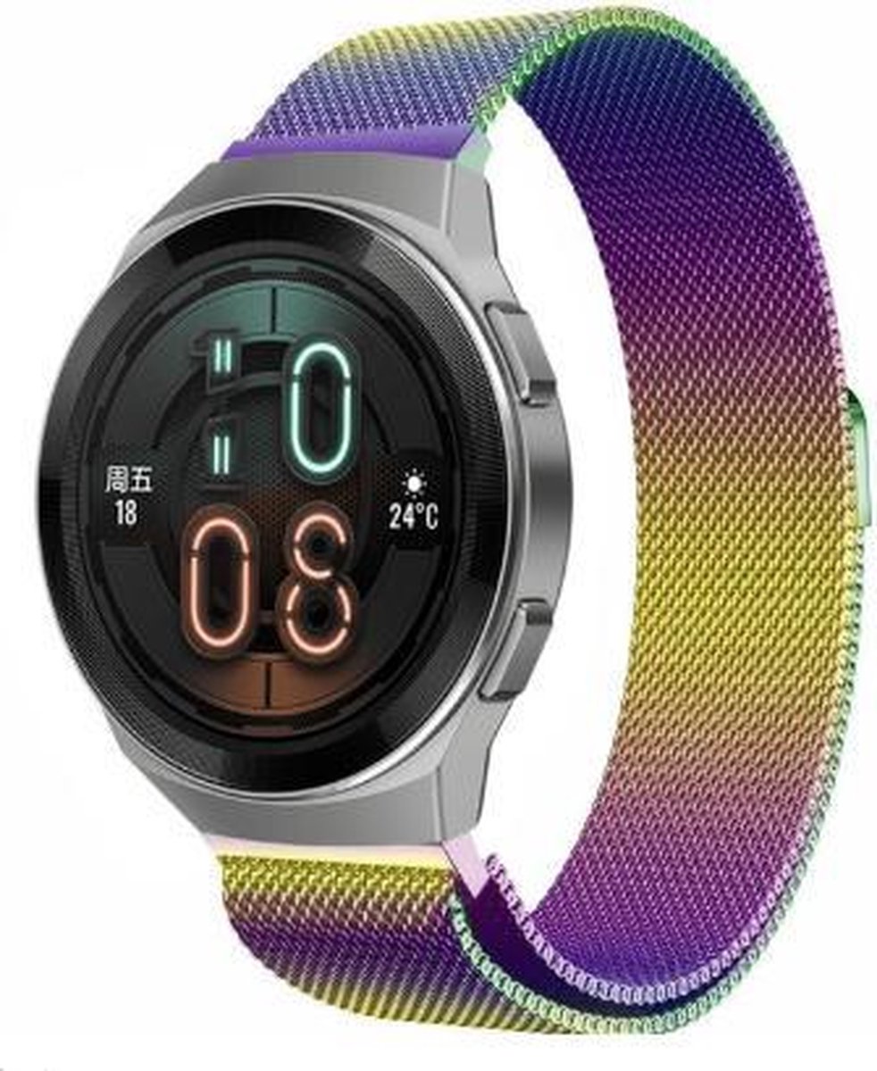 geschikt voor Huawei Watch GT Milanees bandje - regenboog - 42mm