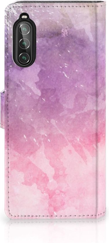 Coque Téléphone Sony Xperia 10 II Housse en Cuir Etui de Protection pour Peinture Rose Pourpre