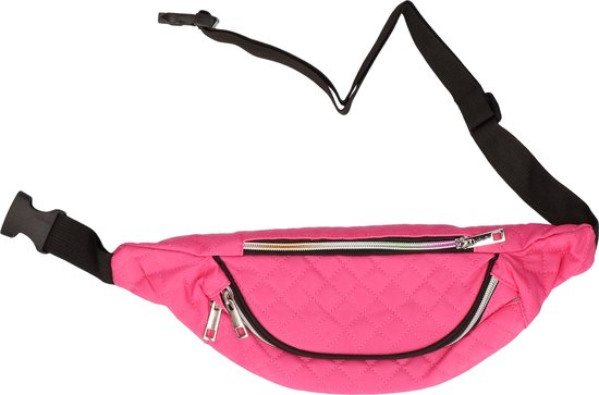 Roze heuptasje/buideltasje 32 cm met stiksels voor meisjes/dames/jongens/heren - Festival fanny pack/bum bag