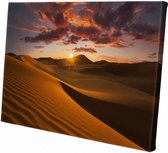 Zonsondergang in de woestijn | 30  x 20 CM | Natuur | Schilderij | Canvasdoek | Schilderij op canvas