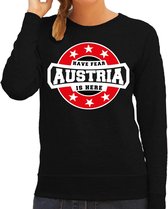 Have fear Austria is here sweater met sterren embleem in de kleuren van de Oostenrijkse vlag - zwart - dames - Oostenrijk supporter / Oostenrijks elftal fan trui / EK / WK / kleding L