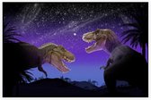 Dinosaurus T-Rex tropisch nachtkoppel - Foto op Akoestisch paneel - 150 x 100 cm