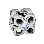 Quiges - 925 - Zilveren - Bedels -Sterling zilver - Beads - Bloem Blokje Kraal Charm - Geschikt – voor - alle bekende merken - Armband Z625