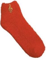 Wollige sokken vioolsleutel rood