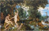 Het aardse paradijs met de zondeval van Adam en Eva, Peter Paul Rubens - Foto op Forex - 150 x 100 cm