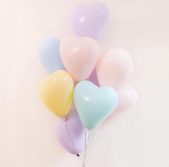 Pijnboom Kort geleden climax Harten Ballonnen Pastelkleuren | Effen - Pastel | 10 stuks | Baby Shower -  Kraamfeest... | bol.com