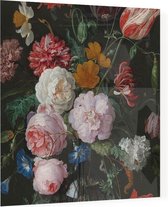 Stilleven met bloemen in een glazen vaas, Jan Davidsz. de Heem - Foto op Plexiglas - 60 x 60 cm