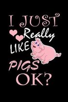 I Just Really Like Pigs OK: 120 Page Lined Journal for People Who Love Pigs