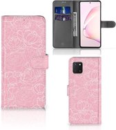 GSM Hoesje Geschikt voor Samsung Note 10 Lite Telefoonhoesje Tekst White Flowers