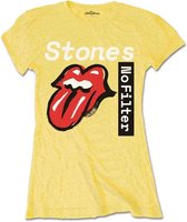The Rolling Stones Dames Tshirt -L- No Filter Text Geel