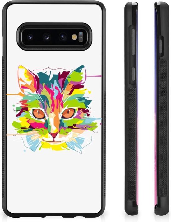 Etui pour téléphone portable Samsung Galaxy S10 + Etui rigide en TPU avec bord noir couleur Cat
