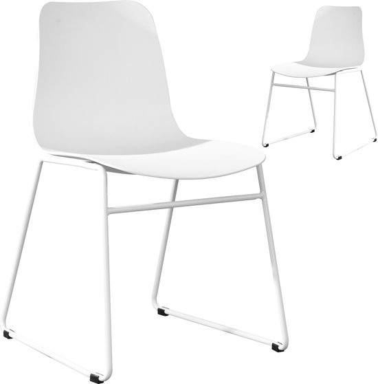 Hiel apotheek Inspiratie Set van 2 design stoelen 81 cm metaal wit | bol.com