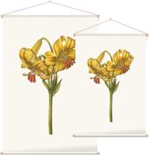 Goudbandlelie Aquarel (Yellow Japan Lily) - Foto op Textielposter - 90 x 135 cm