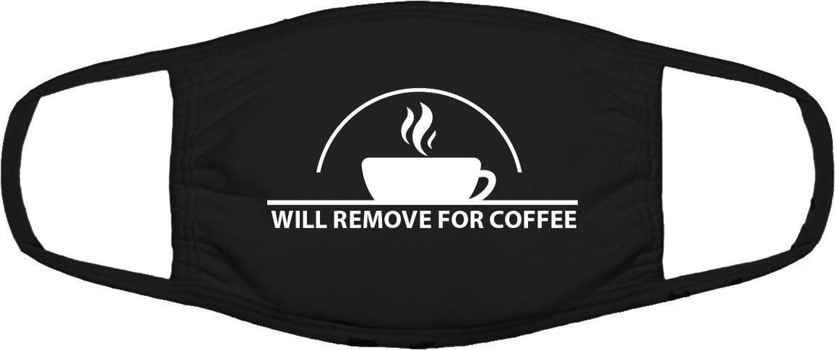 Koffie mondkapje | Coffee |Grappig | gezichtsmasker | bescherming | bedrukt | logo | Zwart mondmasker van katoen, uitwasbaar & herbruikbaar. Geschikt voor OV