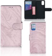 GSM Hoesje Geschikt voor Samsung Galaxy A41 Flip Case Marble Pink