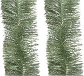 2x Kerstslingers salie groen 270 cm - Guirlandes folie lametta - Salie groene kerstboom versieringen