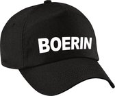 Boerin verkleed pet zwart voor meisjes - boerin baseball cap - carnaval verkleedaccessoire voor kostuum