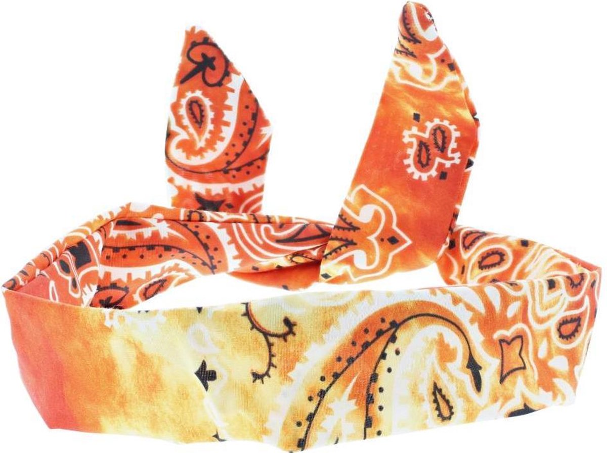 Zac's Alter Ego - Orange Acid Wash Tie Dye Paisley Ijzerdraad haarband - Oranje