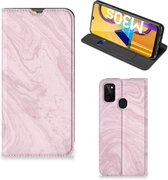 Flip Case Geschikt voor Samsung Galaxy M30s | Geschikt voor Samsung M21 Smart Cover Marble Pink