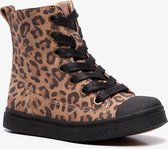 TwoDay leren meisjes veterboots met luipaardprint - Bruin - Maat 28