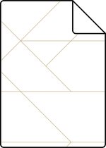 Proefstaal ESTAhome behang grafische lijnen wit en goud - 139143 - 26,5 x 21 cm