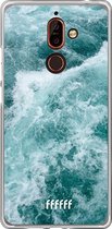 Nokia 7 Plus Hoesje Transparant TPU Case - Whitecap Waves #ffffff