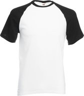 Shortsleeve Baseball T-shirt (Wit / Zwart) XL