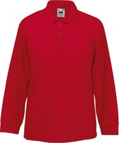 Fruit of the Loom Kinder Polo Shirt Lange Mouwen 65/35 Piqué (2 stuks) (Rood)