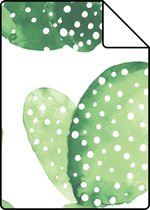 Proefstaal ESTAhome behang aquarel geschilderde cactussen tropisch junglegroen - 138902 - 26,5 x 21 cm