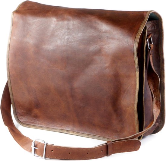 Sacoche ordinateur 17 pouces - Vintage Look Bag Brown Genuine Cuir