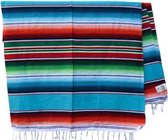 Mexicaanse Deken - Plaid - Serape - Gerecycled Acryl - 210 x 150 - Turquoise - BBXZZ0turq