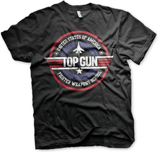 Top Gun Heren Tshirt -L- Fighter Weapons School Zwart