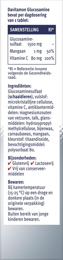 Davitamon Glucosamine - met glucosaminesulfaat, mangaan en Vitamine C  -  Voedingssupplement  - 45 tabletten