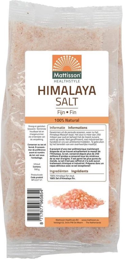 Mattisson - Himalaya Zout Fijn - 100% Natuurlijk - Kruiden & Specerijen - Navulzak 500 Gram