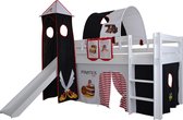 Complete speeltent met toren en glijbaan Piraten print - Zwart/Wit zonder bed geleverd