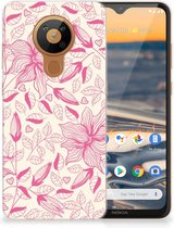 Smartphone hoesje Nokia 5.3 Silicone Case Roze Bloemen