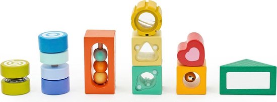 CLASSIC WORLD Houten Sensorische Blokken 8 Functies Puzzel Multifunctionele Vormen Geluid 18 el. van Classic World — afbeelding 4