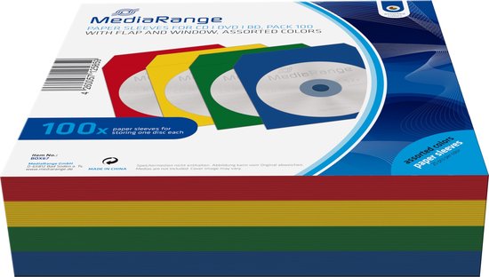 Papieren CD/DVD hoesjes met venster en insteekflap, 4 kleuren 100 stuks |  bol