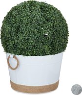 Relaxdays bloempot rond - ijsemmer - plantenpot - metalen bloem pot - 30 liter - 40 cm - wit