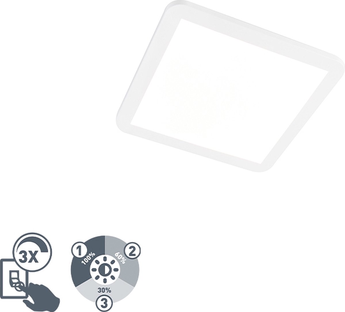 REALITY CAMILLUS - Plafondlamp - Wit - incl. 1x SMD 16 W - Dimbaar met schakelaar - Niet geschikt voor externe dimmer - Wand- en plafondmontage - Badkamerverlichting