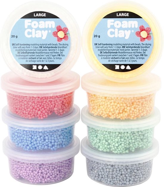 Foam Clay Large, Diverse Kleuren, 20 gr, 8 Doosje - Creativ company