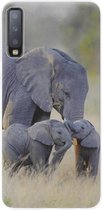 ADEL Siliconen Back Cover Softcase Hoesje Geschikt voor Samsung Galaxy A7 (2018) - Olifant Familie